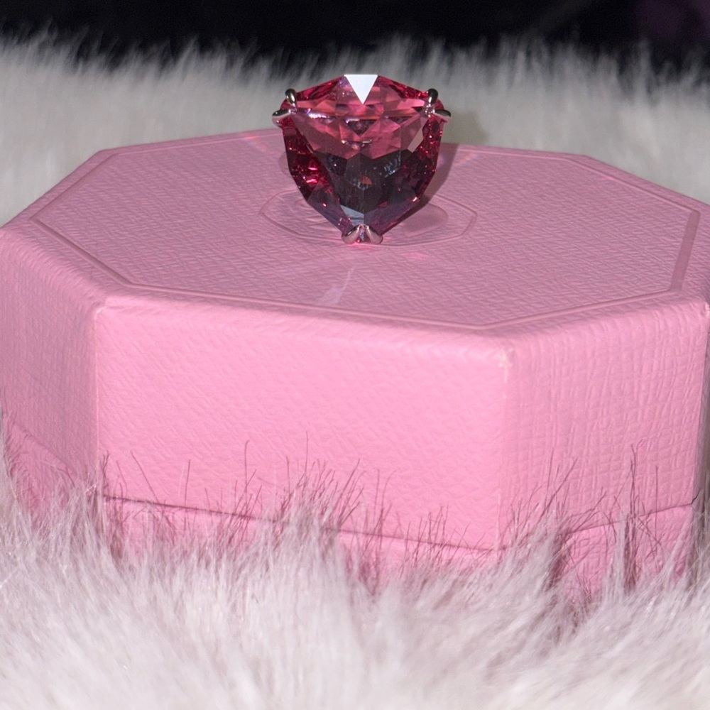 Swarovski Rhodium-plated Millenia Pink Crystal cocktail Ring